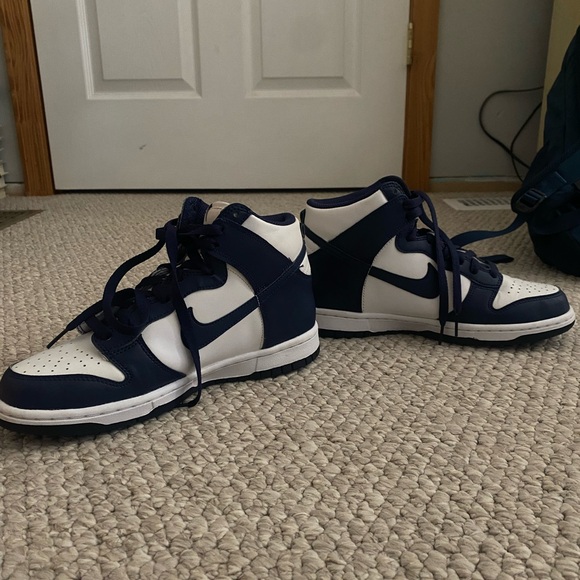 SIZE 7Y nike high dunks white/midnight navy - Picture 4 of 7